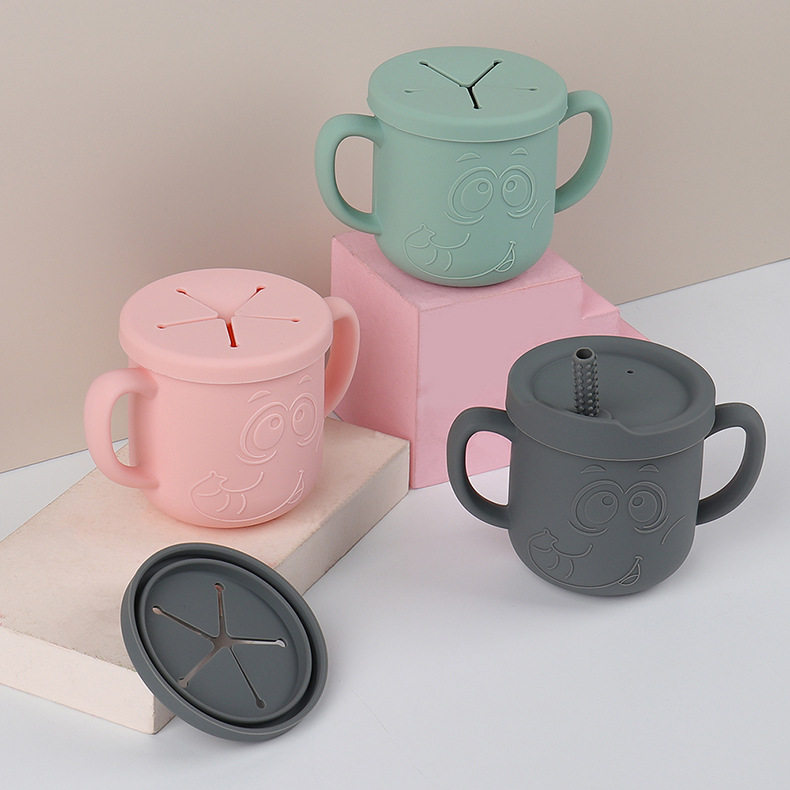 Chinese Factory Silicone Straw Cup Food Grade Baby Silicone Sippy Cup Bpa Free Silicone Tableware Snack Sippy Toddler Cups